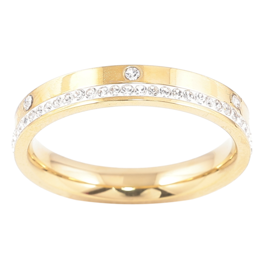 Кольцо Xuping TTM Stainless Steel Цвет 14К Дорожка циркония, шир. 3.5мм фото №1