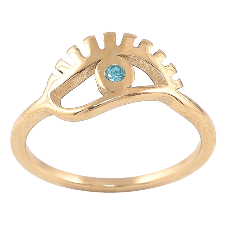 Кольцо Xuping TTM Stainless Steel Цвет 14К Глаз с голубым кристаллом фото №1