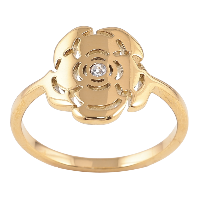 Кольцо Xuping TTM Stainless Steel Цвет 14К Цветочек с кристаллом фото №1