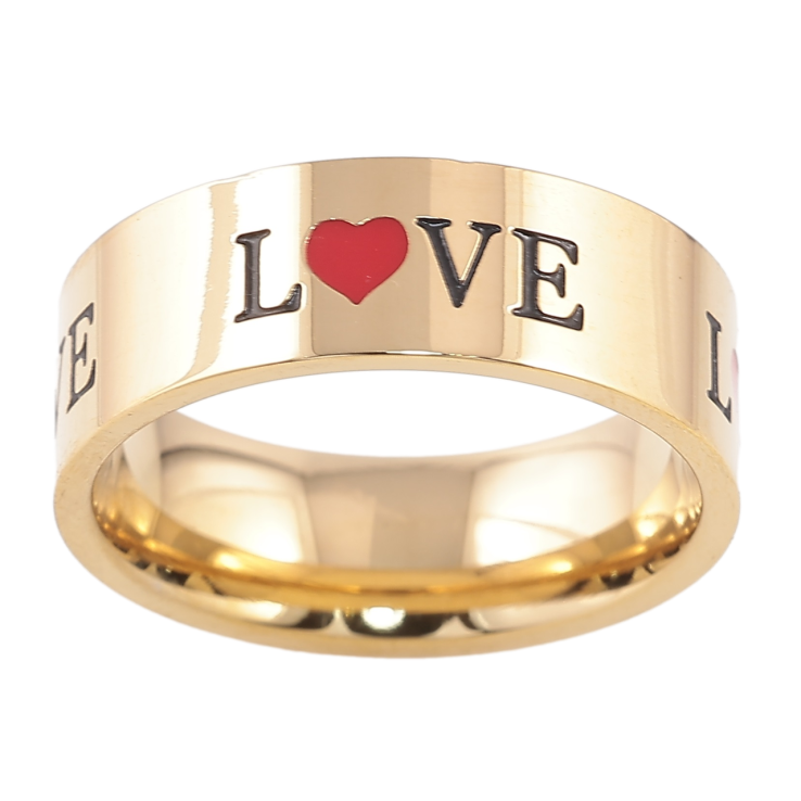 Кольцо Xuping TTM Stainless Steel Цвет 14К Love, шир. 7мм фото №8