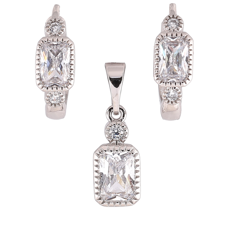 Набір Xuping Родій Сережки Кулон «Кристали» фото №23 Набір Xuping Родій Сережки Кулон «Кристали» фото №23