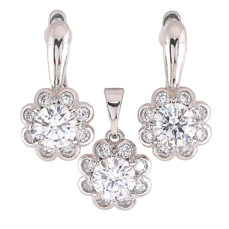 Набір Xuping Родій Сережки Кулон «Квіточки з цирконієм» фото №5