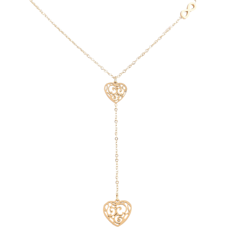 Підвіска на ланцюжку Xuping ТТМ Stainless Steel колір 14К «Ажурні сердечка» дл.44-48см х 1мм + 6.3см підвіска фото №5