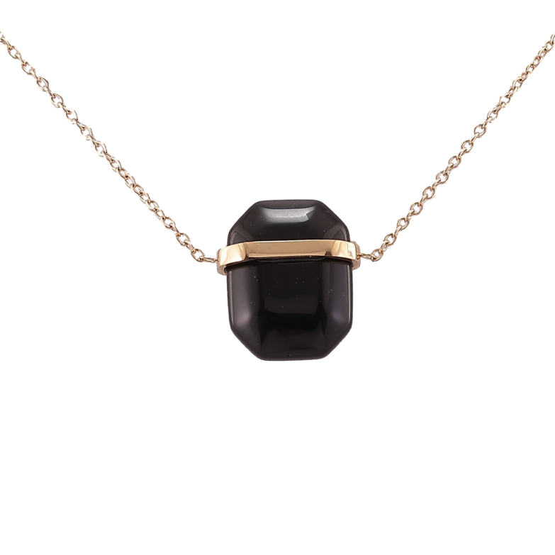 Підвіска на ланцюжку Xuping ТТМ Stainless Steel колір 14К «Чорний кристал» дл.46-51см х 1мм фото №1