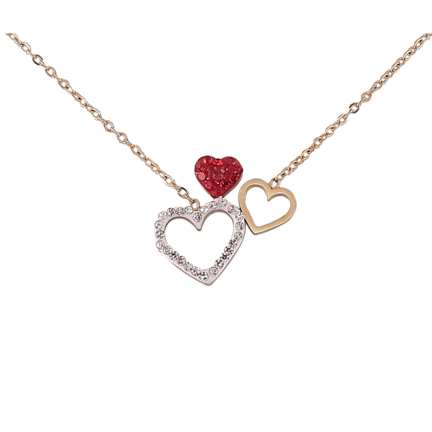 Подвеска на цепочке Xuping ТТМ Stainless Steel цвет 14К Сердечки дл.44-49см х 1мм фото №1