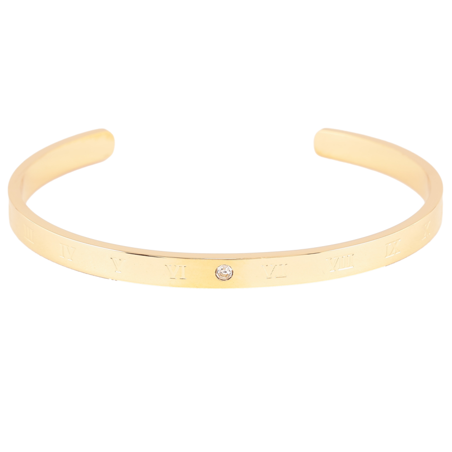 Браслет Xuping ТТМ Stainless Steel колір 14K Римські цифри з кристалом» ø 6см фото №1
