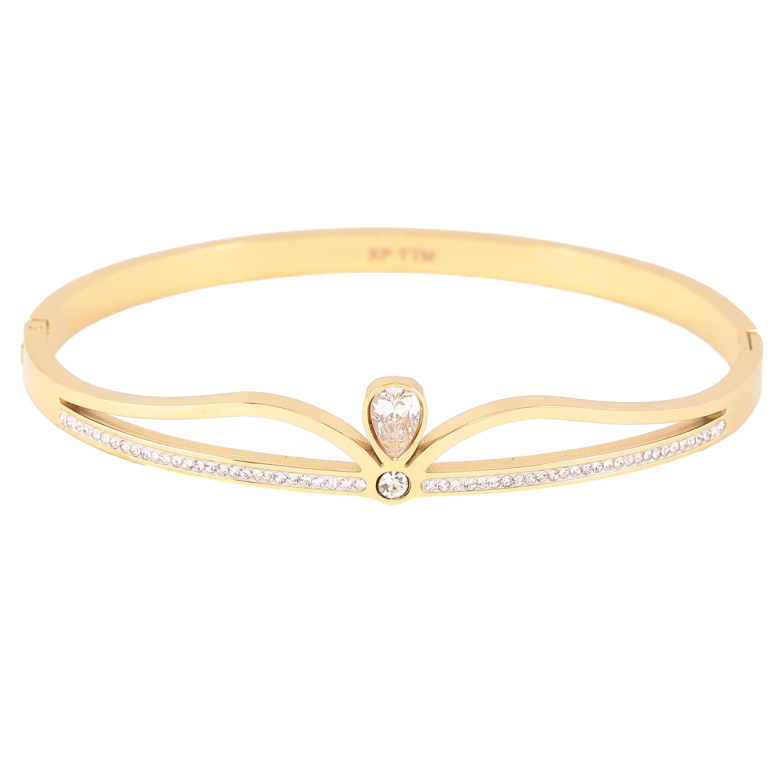 Браслет Xuping ТТМ Stainless Steel колір 14K Декоративний візерунок з доріжкою цирконію» ø 6см фото №2