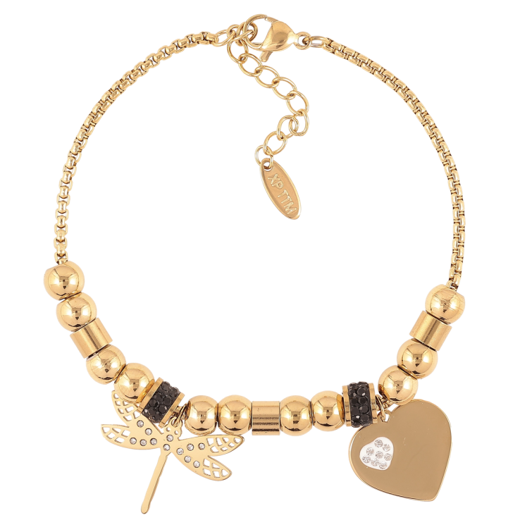 Браслет Xuping ТТМ Stainless Steel колір 14K Ланцюжок з намистинами і підвісками» з доп.ланцюжком 18-21см х 2мм фото №22