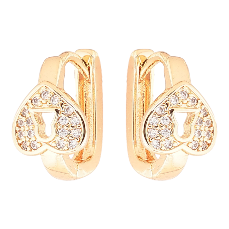 Серьги Xuping M&L Цвет 18K колечки Перевернутые сердечки с цирконием фото №16