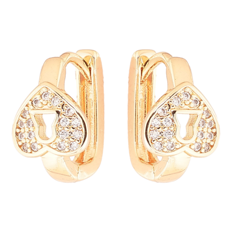 Серьги Xuping M&L Цвет 18K колечки Перевернутые сердечки с цирконием фото №1