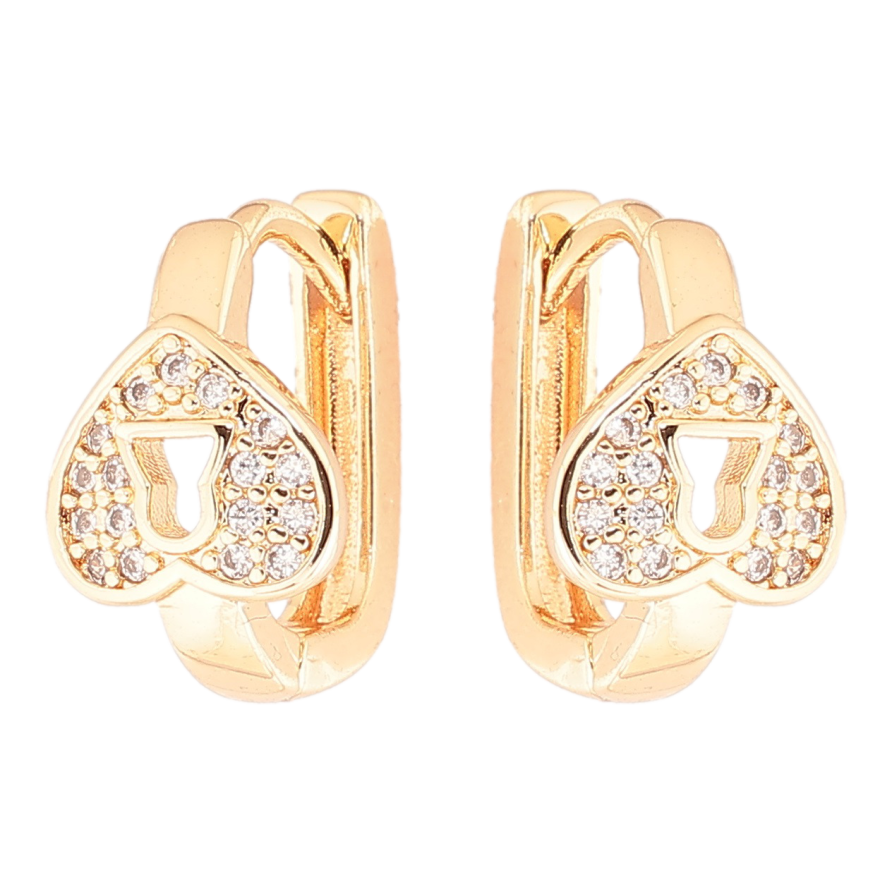 Серьги Xuping M&L Цвет 18K колечки Перевернутые сердечки с цирконием фото №1