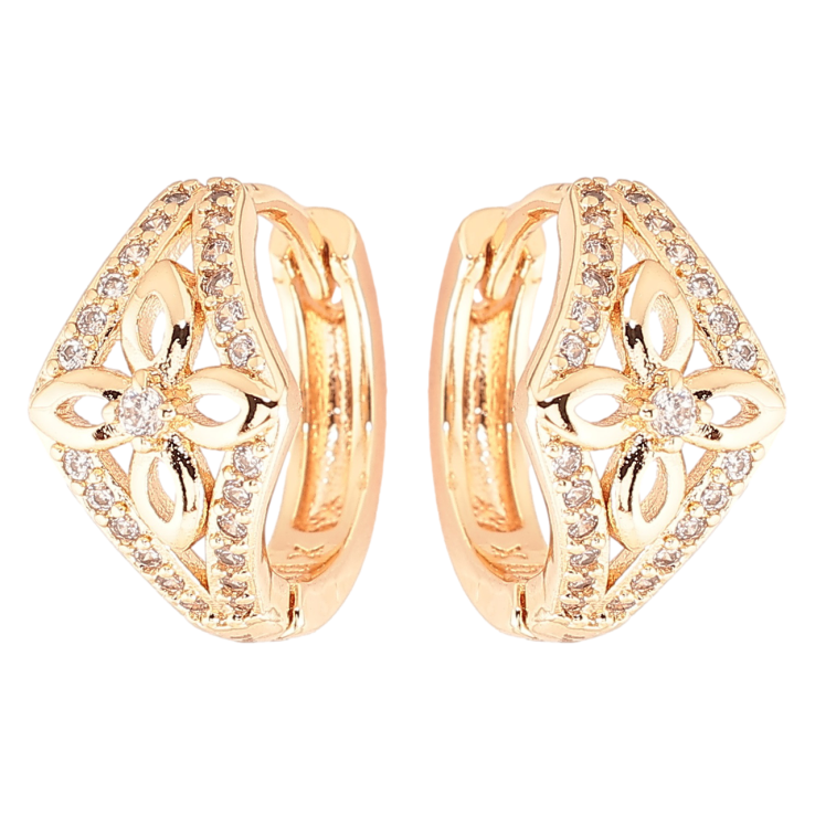 Серьги Xuping M&L Цвет 18K колечки Цветочный узор с цирконием фото №22