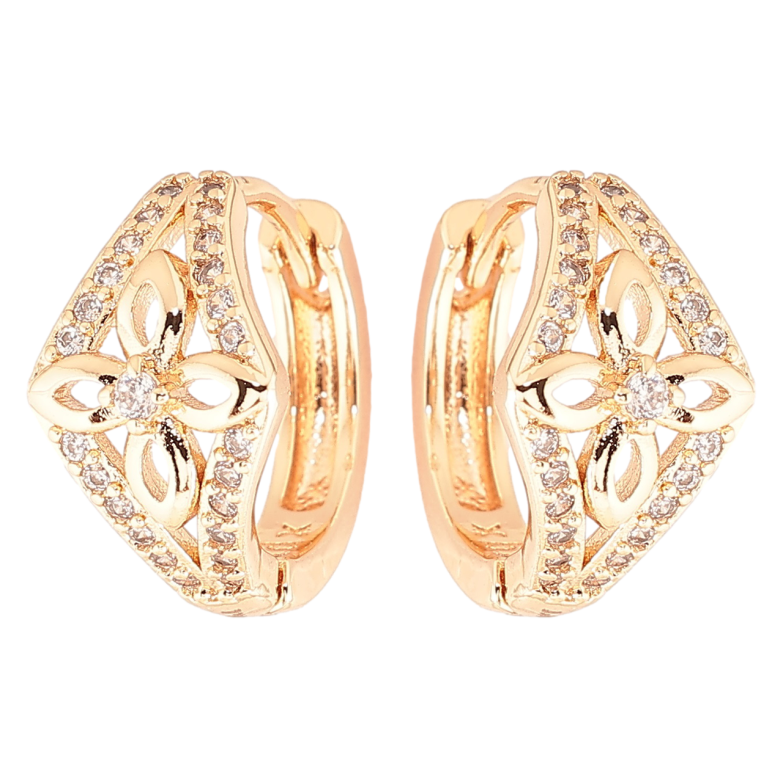 Серьги Xuping M&L Цвет 18K колечки Цветочный узор с цирконием фото №4