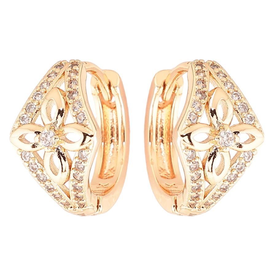 Серьги Xuping M&L Цвет 18K колечки Цветочный узор с цирконием фото №1