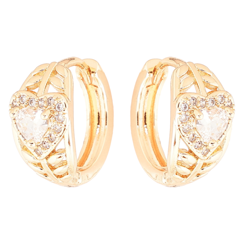 Серьги Xuping M&L Цвет 18K колечки Сердечки с цирконием фото №2