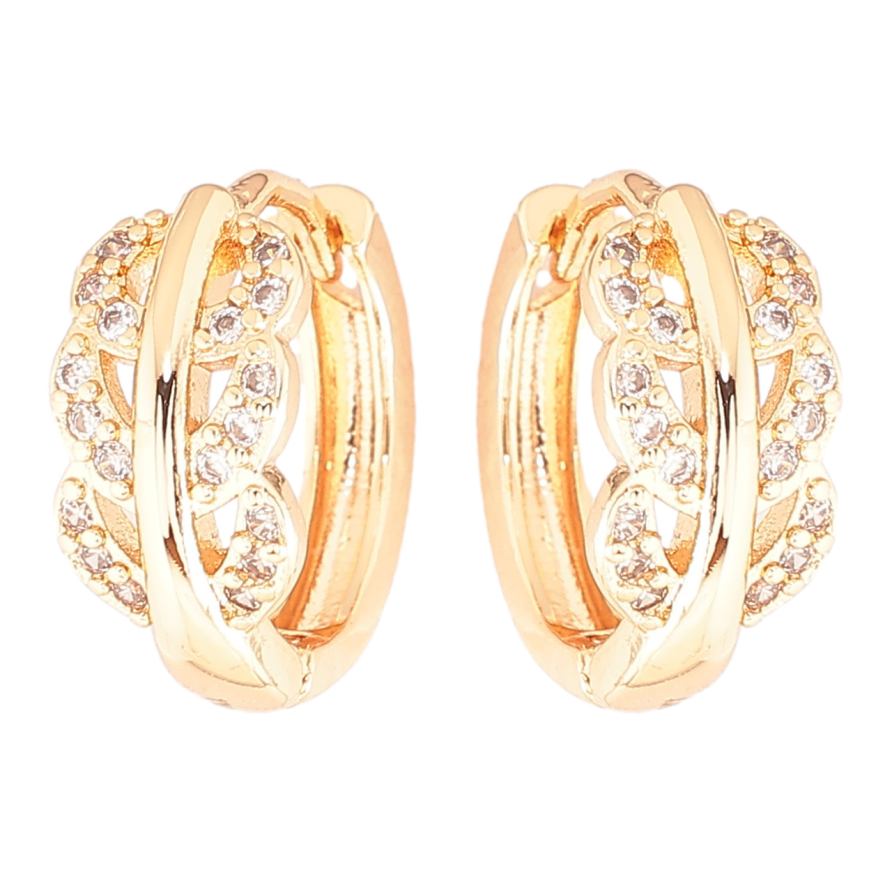 Серьги Xuping M&L Цвет 18K колечки Веточки с цирконием фото №1