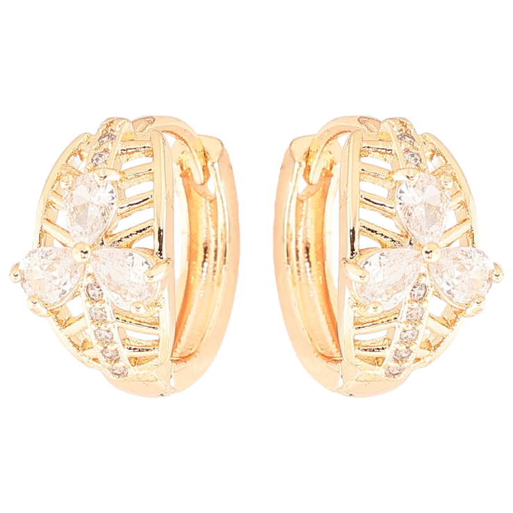 Серьги Xuping M&L Цвет 18K колечки Узор из кристальных цветочков фото №13