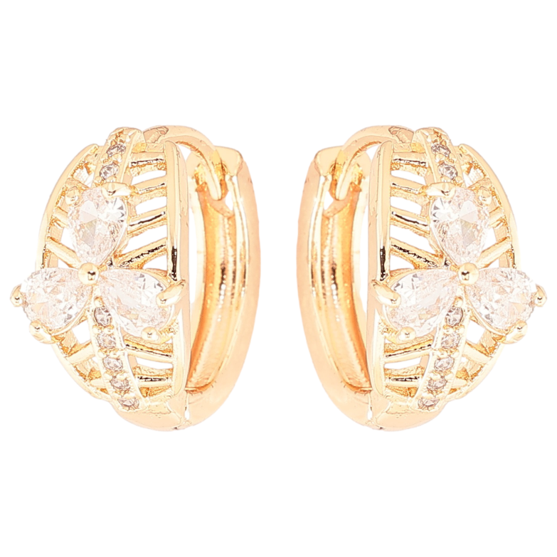 Серьги Xuping M&L Цвет 18K колечки Узор из кристальных цветочков фото №1