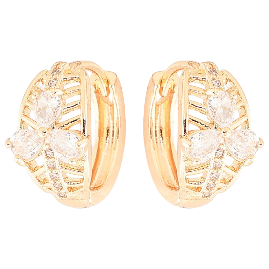Серьги Xuping M&L Цвет 18K колечки Узор из кристальных цветочков фото №1