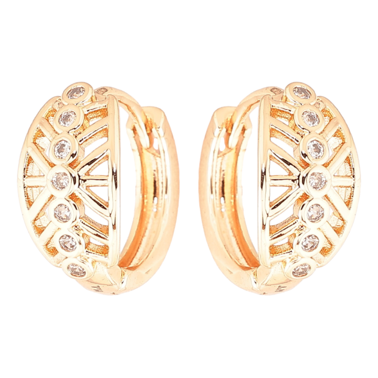 Серьги Xuping M&L Цвет 18K колечки Резной узор с дорожкой циркония фото №15