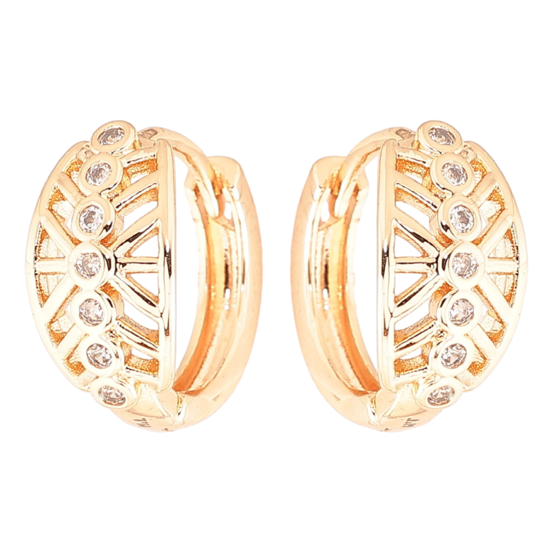 Серьги Xuping M&L Цвет 18K колечки Резной узор с дорожкой циркония фото №1