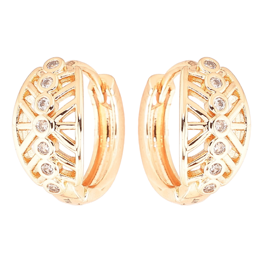 Серьги Xuping M&L Цвет 18K колечки Резной узор с дорожкой циркония фото №1