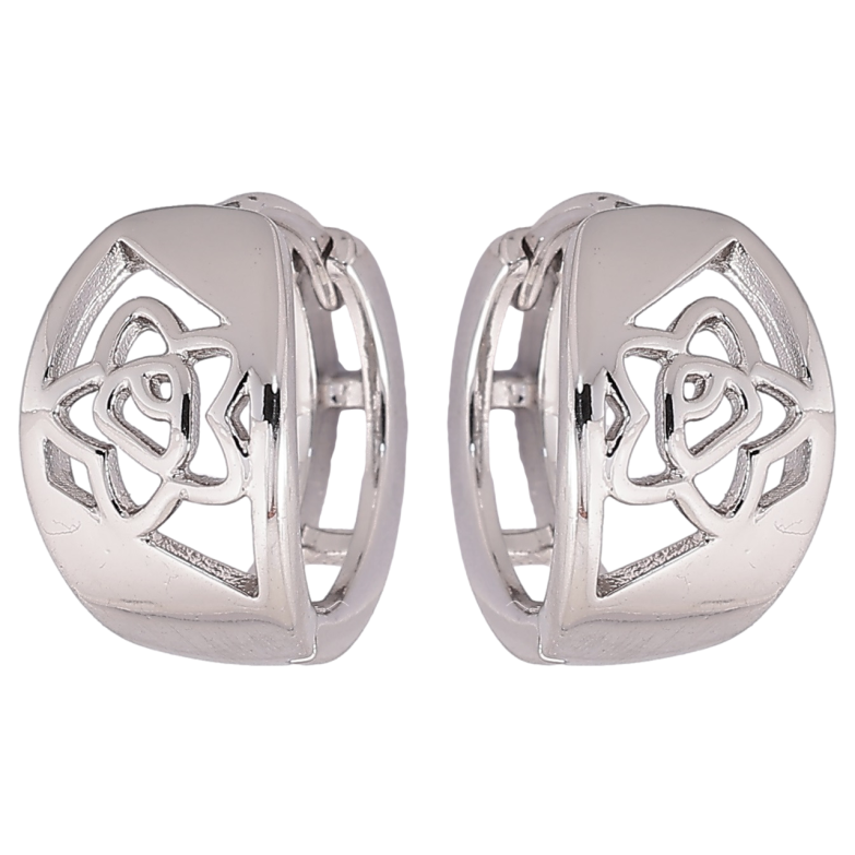 Серьги Xuping M&L Цвет Родий колечки Резной цветочный узор фото №3