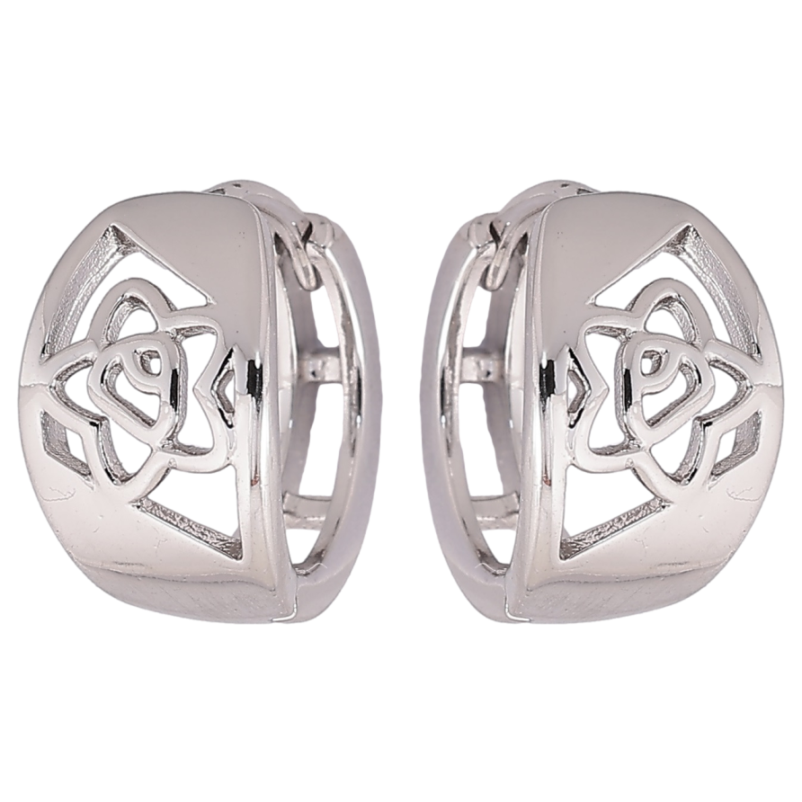 Серьги Xuping M&L Цвет Родий колечки Резной цветочный узор фото №1