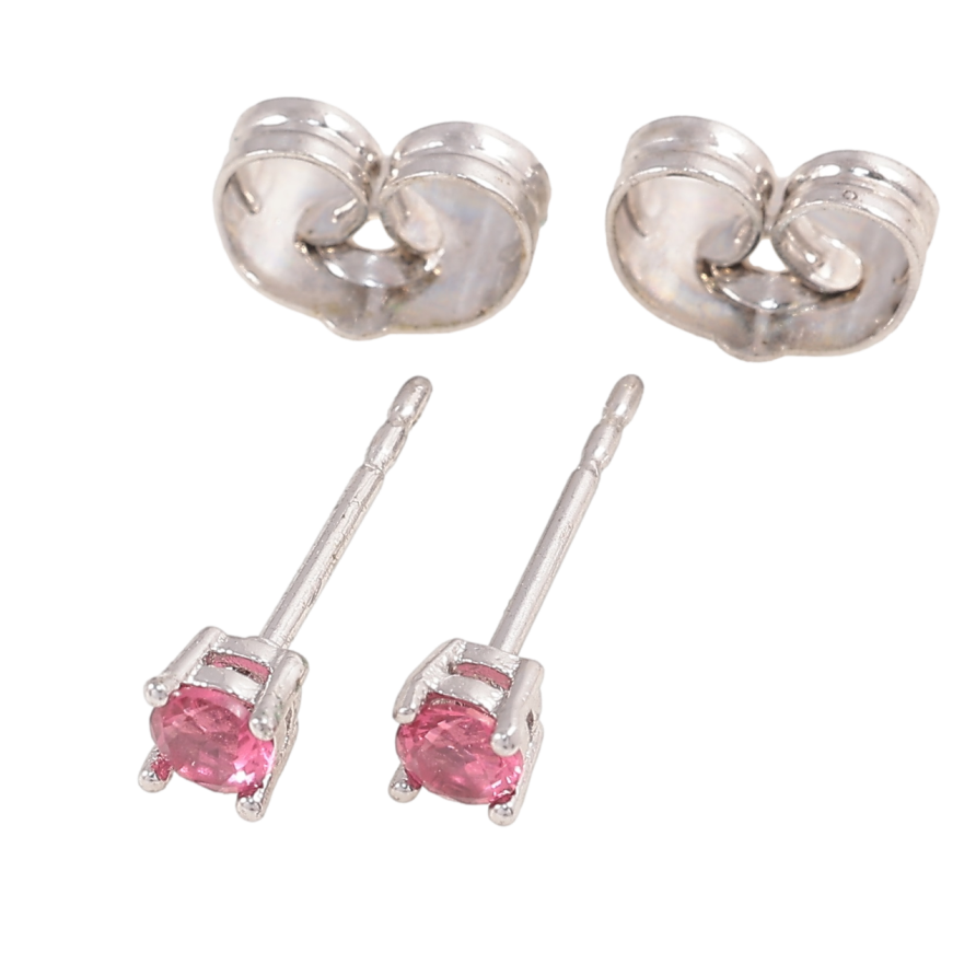 Серьги Xuping M&L Цвет Родий пусеты Малиновые фианиты ø 3мм фото №1
