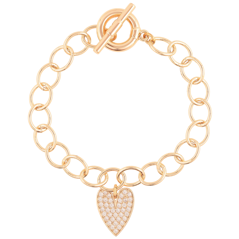 Браслет Xuping M&L Колір 18K Ланцюжок з підвіскою сердечко» довжина 18,5см х 8мм фото №1
