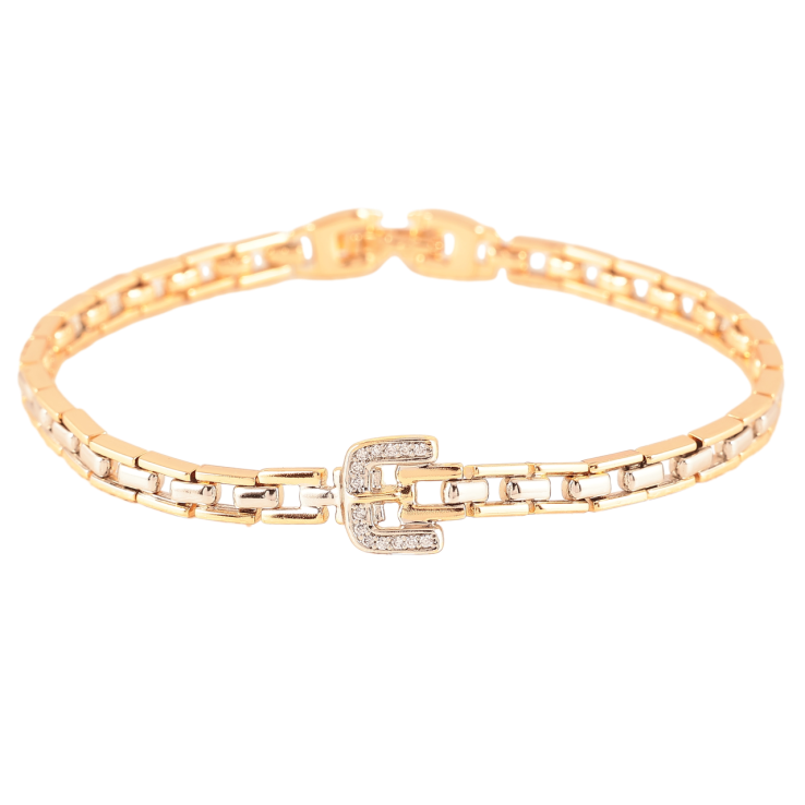 Браслет Xuping Позолота 18К + Родий Ремешок с цирконием длина 19см х 4мм фото №12