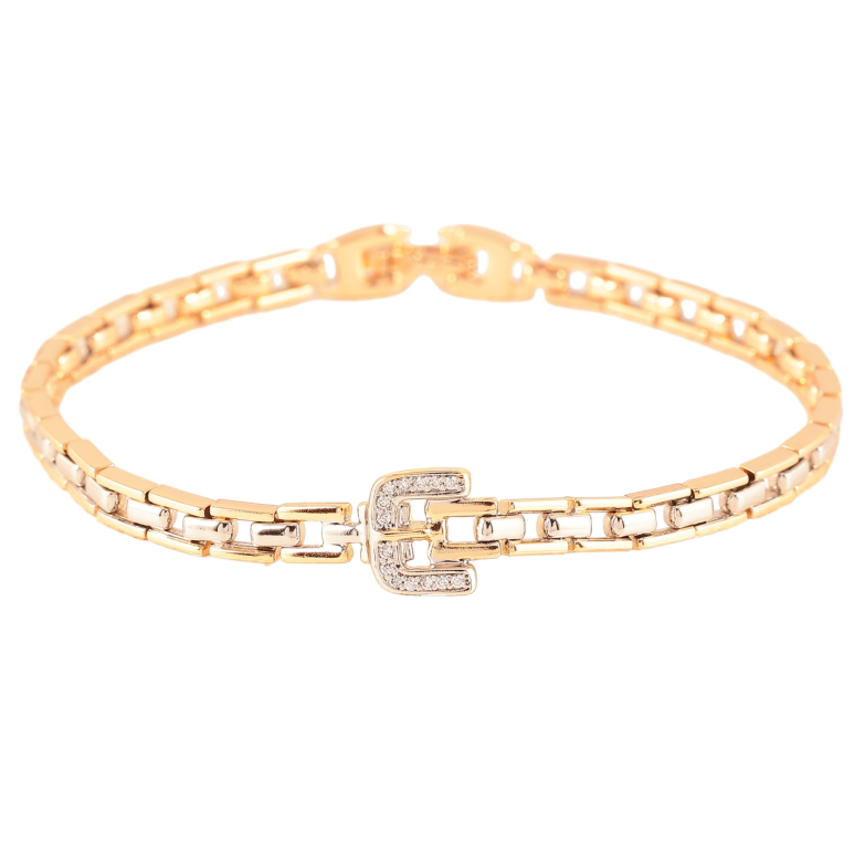 Браслет Xuping Позолота 18К + Родій «Ремінець з цирконієм» довжина 19см х 4мм фото №7