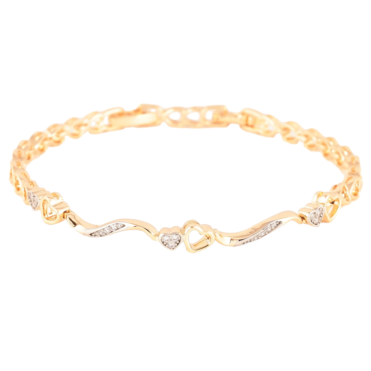 Браслет Xuping Позолота 18К + Родий Романтичный узор с цирконием длина с доп. замком 17.5,19.5см х 4мм фото №24