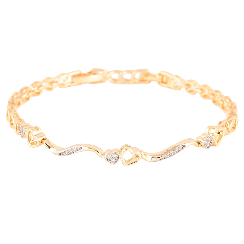 Браслет Xuping Позолота 18К + Родий Романтичный узор с цирконием длина с доп. замком 17.5,19.5см х 4мм фото №1