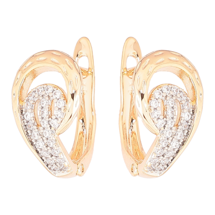 Серьги Xuping Позолота 18K + Родий английский замок Декоративный узор с цирконием фото №8