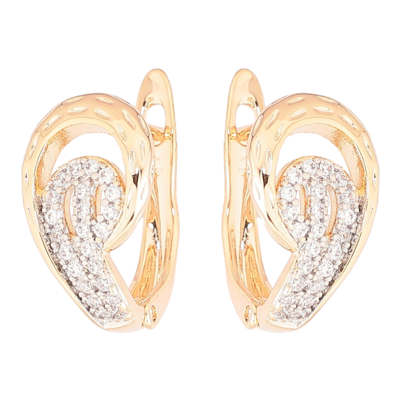 Сережки Xuping Позолота 18K + Родій англійський замок «Декоративний візерунок з цирконієм» фото №1