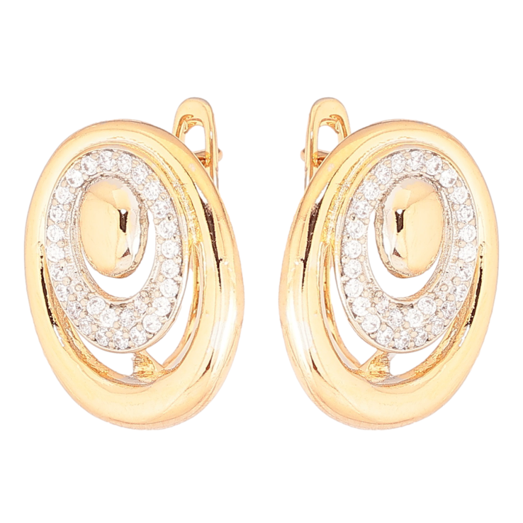 Серьги Xuping Позолота 18K + Родий английский замок Овалы с инкрустацией цирконием фото №24