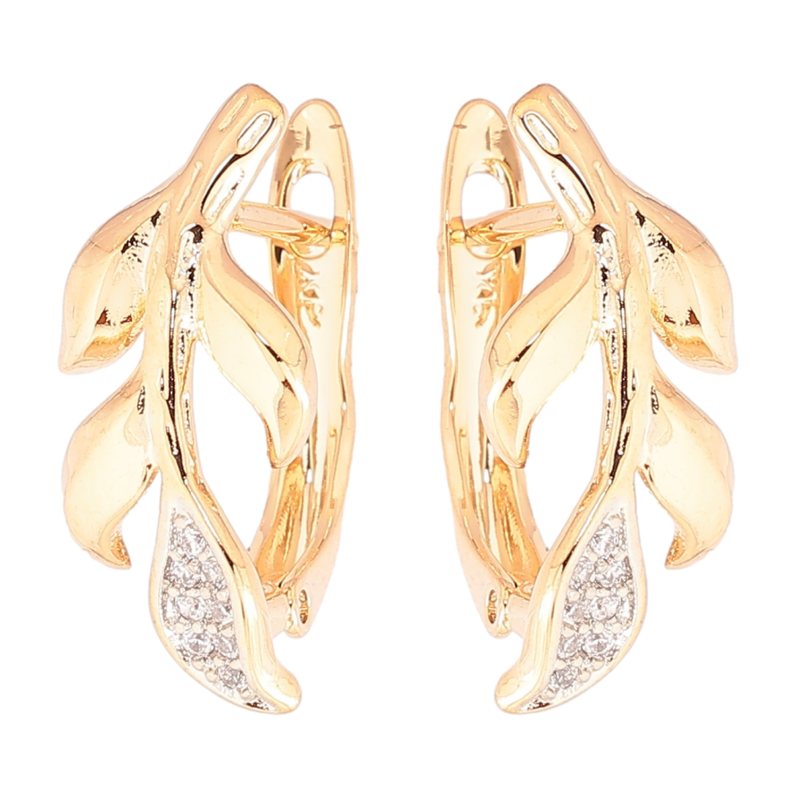 Сережки Xuping Позолота 18K + Родій англійський замок «Гілочки з цирконієм» фото №1