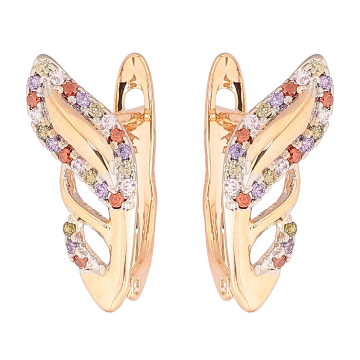 Серьги Xuping Позолота 18K + Родий английский замок Декоративный узор с разноцветным цирконием фото №17