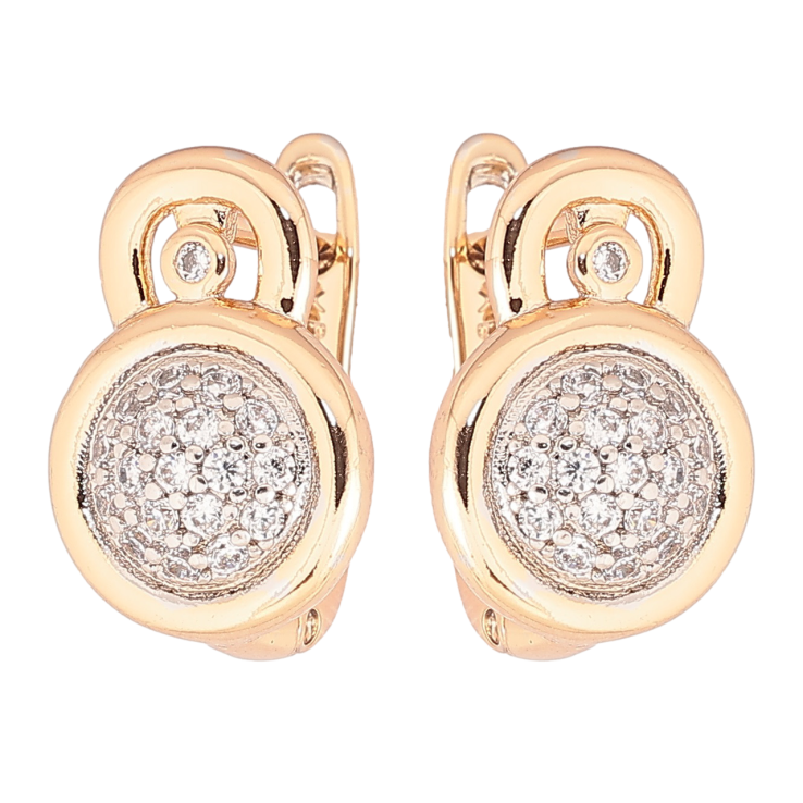 Серьги Xuping Позолота 18K + Родий английский замок Узор с инкрустацией цирконием фото №3