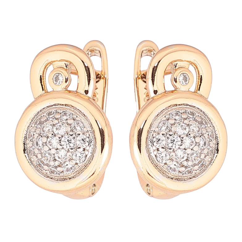 Сережки Xuping Позолота 18K + Родій англійський замок «Візерунок з інкрустацією цирконієм» фото №1