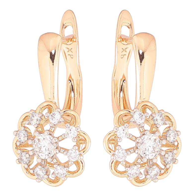 Сережки Xuping Позолота 18K + Родій англійський замок «Квіточки з цирконієм» фото №1