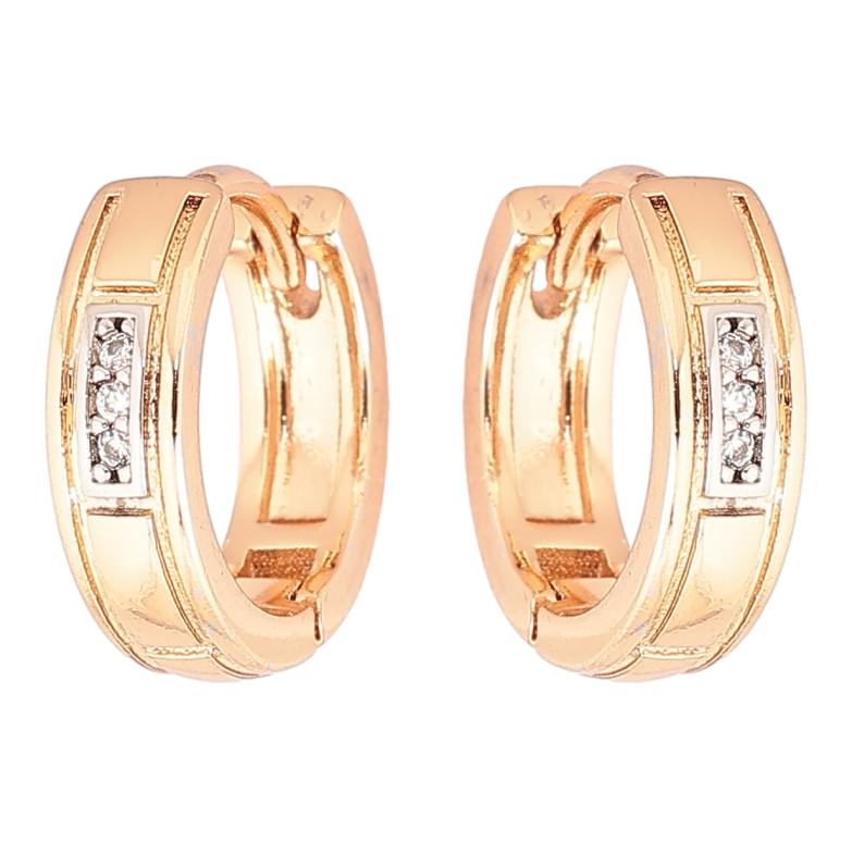 Серьги Xuping Позолота 18K + Родий колечки Узор с цирконием фото №5