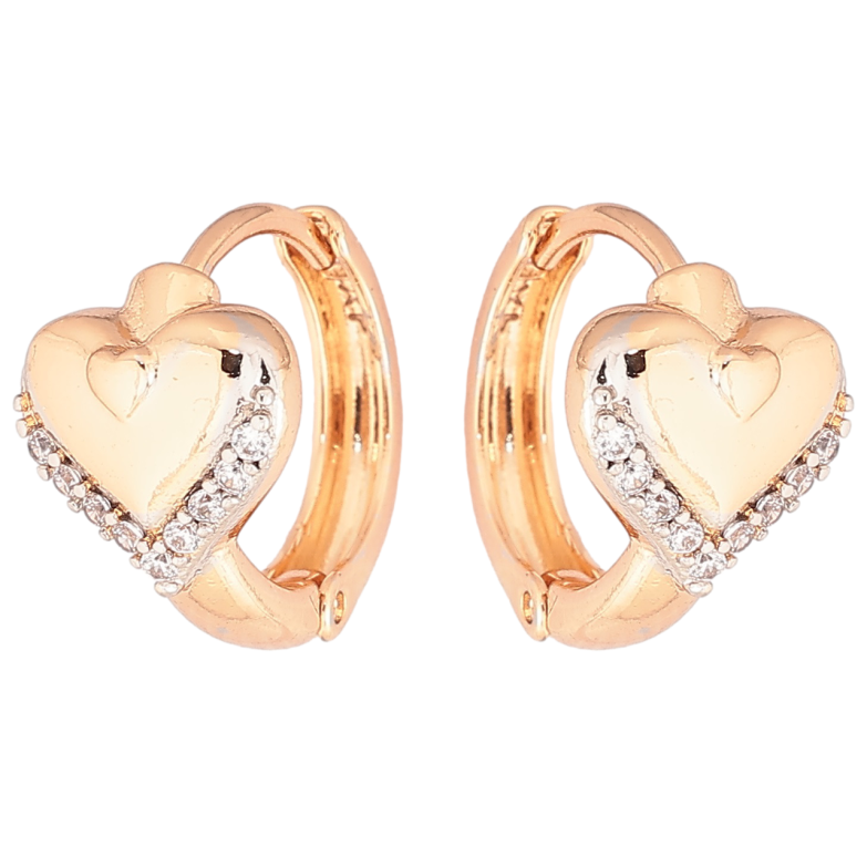 Серьги Xuping Позолота 18K + Родий колечки Сердечки с цирконием фото №12