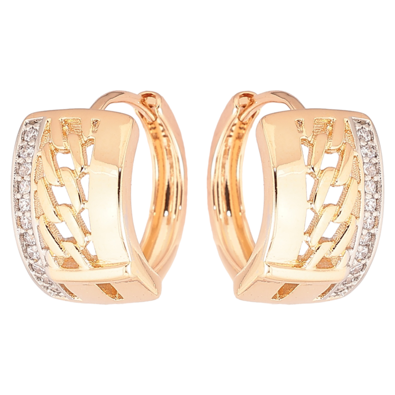 Серьги Xuping Позолота 18K + Родий колечки Узор цепочка с дорожкой циркония фото №2