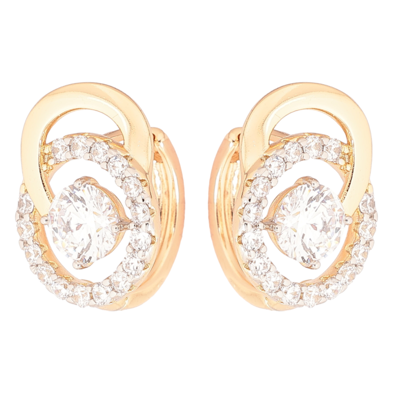 Сережки Xuping Позолота 18K + Родій колечка «Візерунок з цирконієм» фото №2