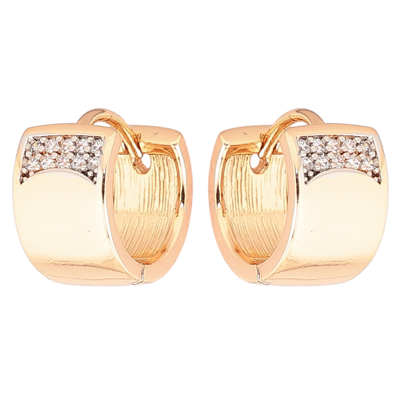 Серьги Xuping Позолота 18K + Родий колечки Узор с цирконием фото №1