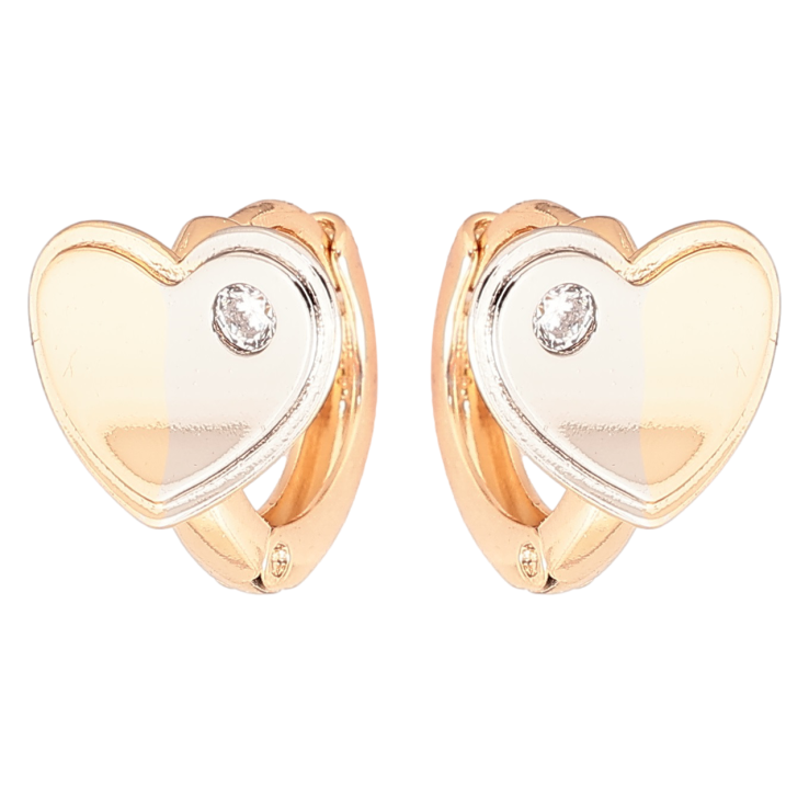 Серьги Xuping Позолота 18K + Родий колечки Сердечки фото №23