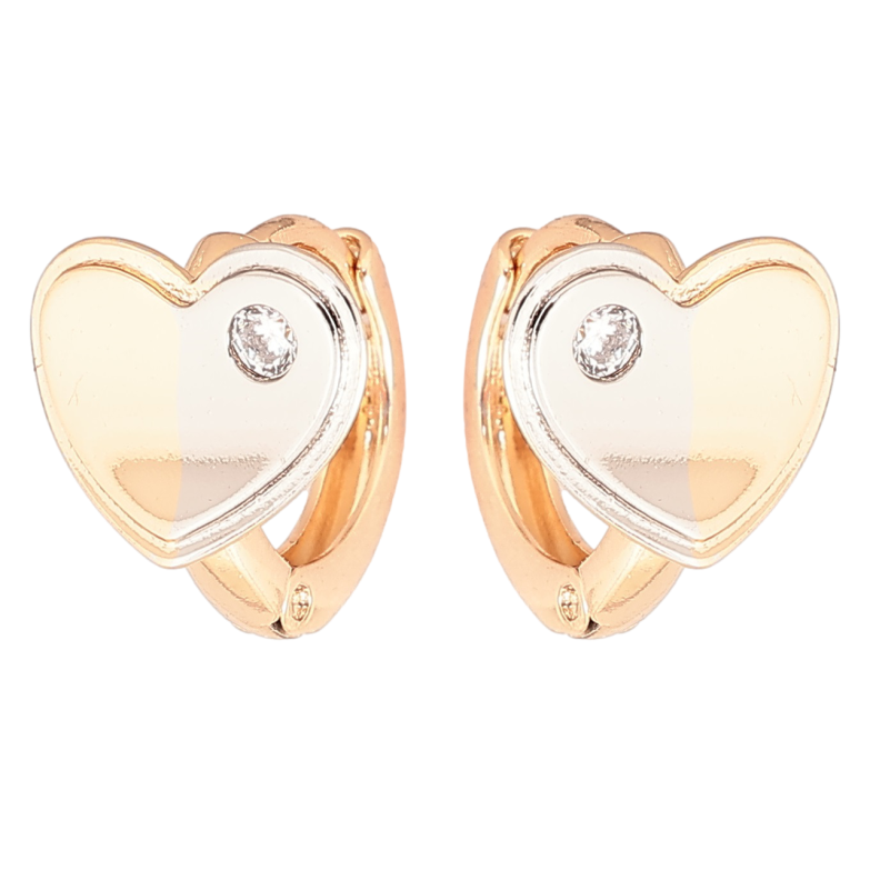 Сережки Xuping Позолота 18K + Родій колечка «Сердечка» фото №5