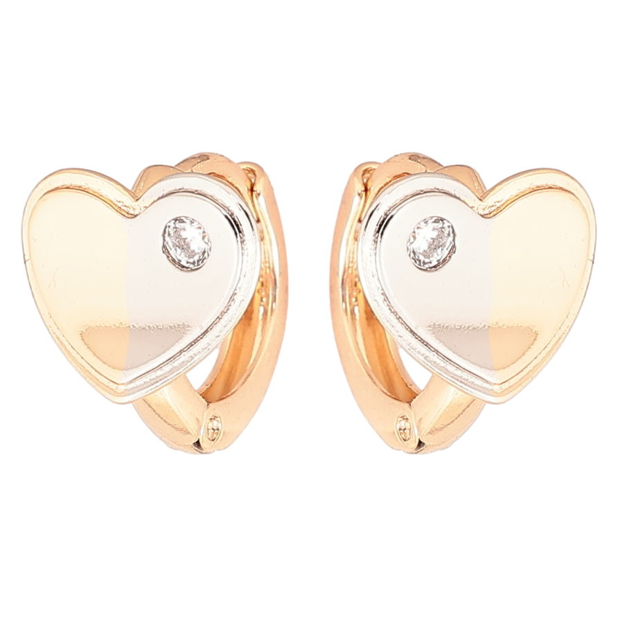 Сережки Xuping Позолота 18K + Родій колечка «Сердечка» фото №1